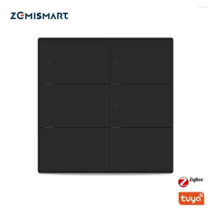 Smart Home Control Zemismart 6 gäng Tuya Zigbee Black Interruptor med neutral push väggljus Switches SmartThings Alexa Google