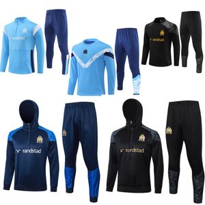 Kinder-Fußball-Kapuzen-Trainingsanzüge MILIK PAYET Marseille Survêtement 22 23 24 Fußball-Trainingsanzug Veste Maillot de Foot Olympique OM-Trainingsanzug Fußball-Joggen