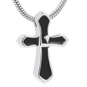 IJD10026 Argento e colore nero Design unico Croce cremazione Ciondolo Uomo Donna Regalo Urna Collana Tenere i propri cari Ceneri Cofanetto299Z