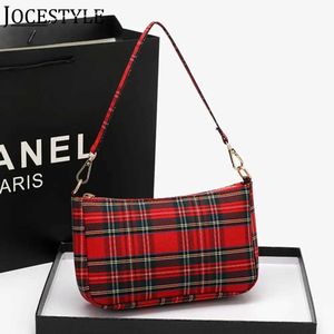 Akşam çantaları kadın moda omuz çantası punk tartan kontrol şık işe yarayan çanta basit ekose çanta 2 kayışlar tote çanta