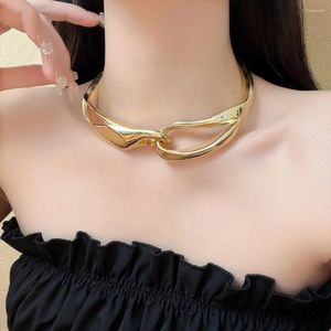 Choker Trend Statement Metal Necklace Halsband för kvinnor 2024 Vintage Silverfärg Tjock smycklegering Nacktillbehör