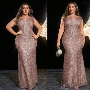 Roupas étnicas Plus Size V Neck Manga Curta Festa Banquete de Casamento Lantejoulas Marrom Vestido Longo 4XL Grande Luxuoso Noite Espumante