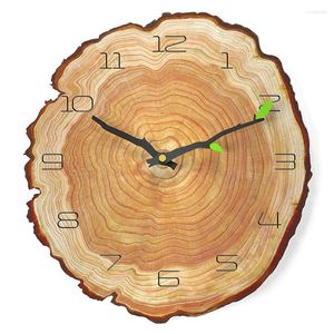 Wall Clocks 12-inch Nordic Annual Ring Creative Clock Fashion Silent Quartz Wood Grain Decor For Home Kitchen Office