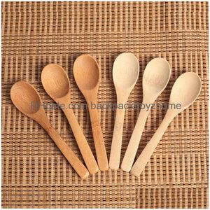 Colheres 12,8 cm / 5 polegadas Colher de madeira Ecofriendly Talheres de bambu Colher Café Mel Chá Sopa Colher Agitador Cozinha Utensílio Ferramenta JY1022 Dhscw