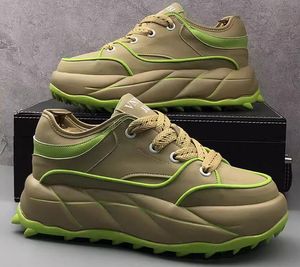 America 5613 Men tênis de couro de alta qualidade plana plana malha verde laço-up sapatos casuais