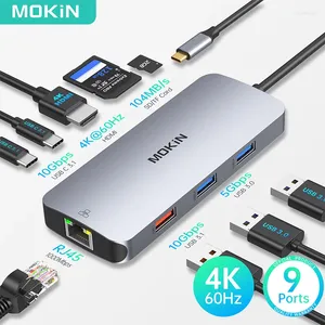 Mokin 9 in 1 USB C HUB 4K HDMI 3.1 10GBPSデータポートSD/TFスロットアダプターMacBook Air/Pro Surface Pro 7用イーサネット