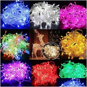 LED -strängar Julbelysning 20m/30m/50m/100m 800 String Fairy Xmas Decor Red/Blue/Green Colorf Party Wedding Twinkle Light Drop Del Dhzni