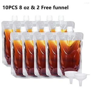 Storage Bags 10 Pcs Liquid Pouch Food Grade Leak Proof With Screw Cap Spout Concealable Fluid Funnel For Outdoors