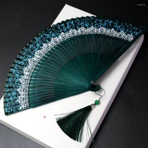 Decorative Figurines Chinese Style Hand Fan With Tassel Pendant Lightweight Pography Props Retro Folding Fake Silk Arti