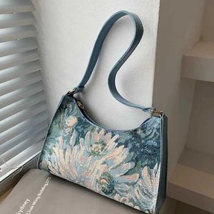 Sacos de noite Yogodlns Moda Pintura a Óleo Bolsa de Ombro para Mulheres Primavera Nova Axila Bolsa Designer Underarm Bag Shopping Tote Bolsa Bolsa