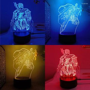 Luzes da noite Berserk Guts 3D Lâmpada LED para quarto Mange Anime Action Figure Avatar Room Decor Cute Lover Gift Luces