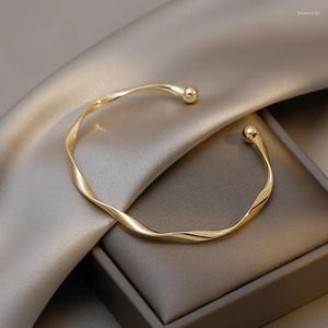 Bangle Retro Classic Premium Twisted Gold Plated Metal Bracelet For Women 2024 Fashion Girls Unique Jewelry Gift Accessories Pulseras