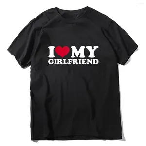 Erkekler Tişörtüm Kız Arkadaşımı Seviyorum T-Shirts Mektup Baskı Erkekler Moda Pamuk Gömlek Gündelik Sokak Giyim Harajuku Unisex Tees Üstler