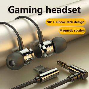 Magnet Sug Wired Gaming Headset HiFi Bass Stereo L Jack 3,5 mm Type-C Earphone Music för telefondator MIC