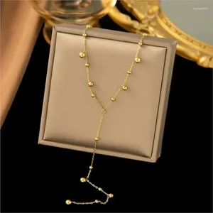 Chains ANENJERY 316L Stainless Steel Long Pendant Necklace For Women Niche Simple Personality Party Jewelry Wholesale
