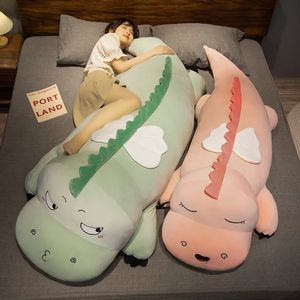 Stor storlek 100/140 cm kawaii dinosaurie plysch leksak lång sömn kudde fylld mjuk tecknad djur dinosaurdocka för barn födelsedagspresent 240122