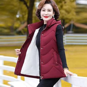 Women's Vests Woman Vest Autumn Winter Warm Down Cotton Thick Removable Hooded Waistcoat Elegant Sleeveless Jacket Coat Female 7XL