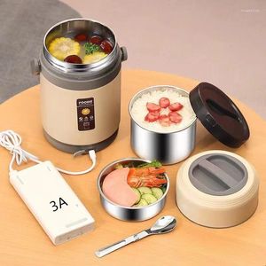 Water Bottles Warmer Heat Heated Thermos Lunch Box Stainless Steel USB Electric Food Bento Container For Thermal