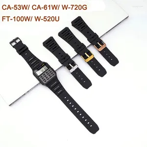 Watch Bands Rubber Sports Strap For CA-53W Calculator Watchband CA-61W FT-100W W-520U W-720G Accessories