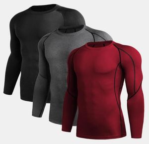 3 PCS Men039s Compression Shirts Elastic Quick Dry Base Layer Long Sleeve Fitness TShirt Workout Tops Autumn Winter6357037