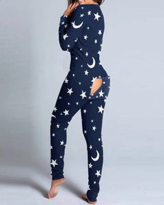 Mulheres Natal Onesies com aba de bunda para adultos Sexy Pijamas Romper Open Butt Pijama Macacão Xmas Pijama Long Nightie 240126