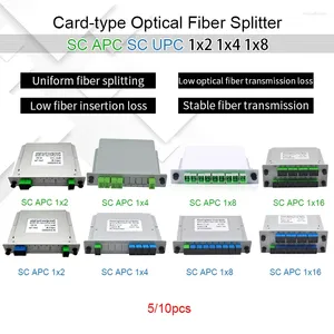 Glasfaserausrüstung 5/10 Stück Splitter SC UPC/APC SM SingleMode 1X2 1X4 1X8 1X16 FTTH Networking Eingefügte optische Box Freeshiping