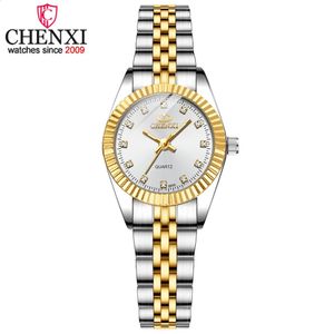 Chenxi feminino ouro prata clássico relógio de quartzo feminino elegante relógio de luxo presente relógios senhoras à prova dwaterproof água relógio de pulso 240123