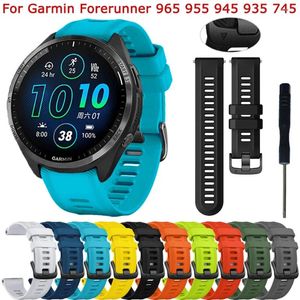 Watch Bands Official Strap 22mm Watchband For Garmin Forerunner 965 955 945 935 745 265 Band Replacement Silicone Wristband Bracelet