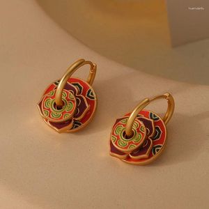 Stud Earrings Fashion Multi-wear Enamel Drip Oil Retro Light Luxury For Women Design High-end Sense Ethnic Style Jewelry Earring Gift