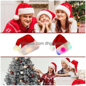 BERETS 크리스마스 P 코스프레 산타 모자 uni 편안한 LED LED ADT 도매 드롭 배달 DHVRG