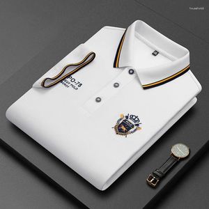Polos męski 2024 Summer Korean Fashion Polo Shirt Luksusowy haftowany bawełniany obroń