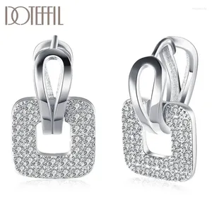 Dangle Earrings DOTEFFIL 925 Sterling Silver/18K Gold Square AAA Zircon For Women Jewelry Fashion Wedding Party Gift