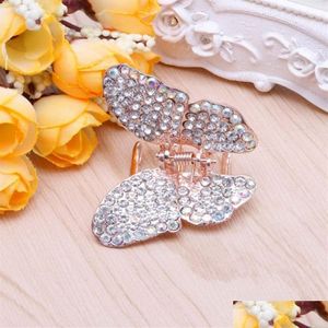 Hair Clips & Barrettes Girl Women Barrettes Fashion Butterfly Claw Crystal Rhinestone Hair Clip Clamp Hairpin 40Jf Clips Barrettes298 Dh2Zm