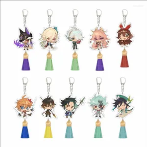 Keychains Baizhu Wanderer II Dottore Anime Keychain Genshin Impact Men Key Chain for Women Kawaii Figur Akryl Keyring Pendant Gifts