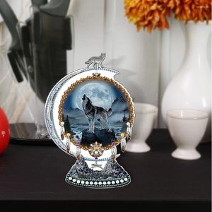 Decorative Figurines DIY Crystal Diamond Ornament Wooden Dreamcatcher Wolf Point Drilling Creative Craft Mosaic Decor For Study Coffee Shop