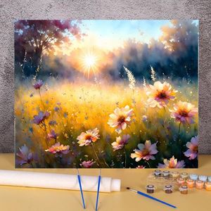 Paintings Landscape Painting By Numbers For Adults Starter Kits Flowers Personalized Gift Acrylic Paint With Home Decors