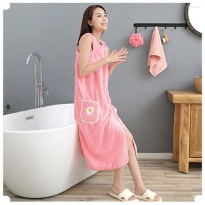 Towel 2024 Pink Fashion Wearable Bathrobe Adult Absorbent Pure Cotton Quick Drying Hair Skirt Long Bathroom Washable Women Bath