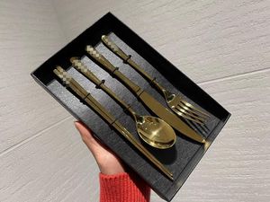 Wholesale 306 Stainless Steel Tableware Western Food/Steak Knife Fork Spoon Chopsticks 4 Pieces Gift Set