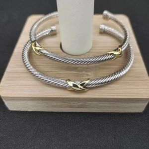 DY 4MM X Bangle For Women High Quality Station Cable Cross Collection Vintage Ethnic Loop Hoop Punk Jewelry Band240125
