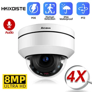 Обнаружение человека 4K CCTV POE Камера безопасности 4X Zoom Крытый Открытый 8MP PTZ IP Купольная система видеонаблюдения Cam P2P