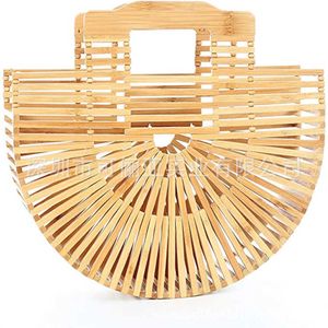 Nuova borsa per tessitura in bambù Borsa per tessitura portatile alla moda Borsa per vacanze turistiche in spiaggia Borsa per cestino in bambù cavo per festival di bambù