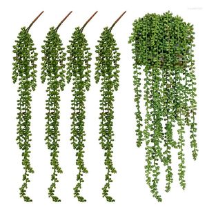 Decorative Flowers Succulents Vine Artificial Plants Lover's Tears Hanging Wall Decor Fake Plant Potted For Home Backyard Garden Decoration