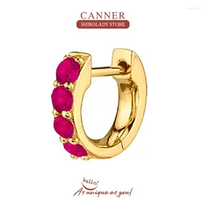 Hoop Earrings CANNER 1pc Colorful Zircon 925 Sterling Silver Fashionable Versatile Earring For Women Cartilage Party Jewelry 2024 Trending