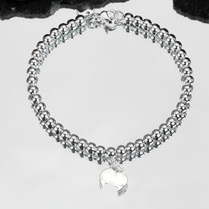 Lyxdesigner smycken 100% 925 silver 4mm rund pärla kärlek hjärtformad armband designer blå rosa röd kvinna för flickvän gåva mode charm smycken med låda