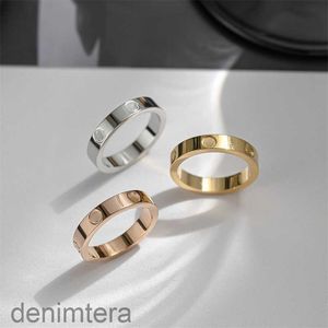 Designer Ring Band Rings Jewelry Rose Gold Sterling Silver Titanium Steel Diamond Rings Unique Promise 4mm 5mm 6mm Couple Wedding Engagement Red Box OQQJ