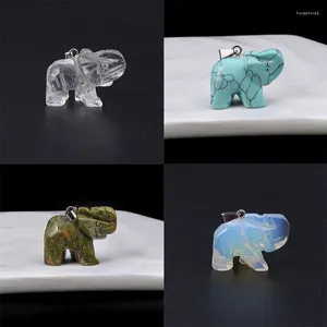 Naszyjniki wiszącego kamień naturalny urocze wisiorki słonia Reiki Heal Indian Agates Crystal do biżuterii Making DIY Kobiet Keed Prezenty