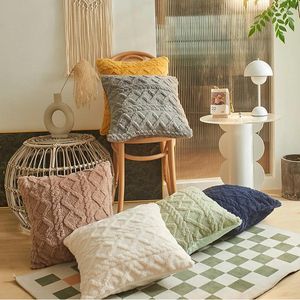 Pillow Twist KnittingPlush Pillowcase Vintage Knitted Cover Simple Plush For Sofa Couch Hug