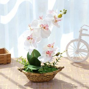 Flores decorativas Flor artificial Fork Double Fork Orquídea Butterfly Orquídea Grande Bonsai Creative Home-Room EL Party Wedding Decoration