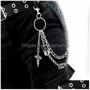 Schlüsselanhänger Lanyards Schlüsselanhänger Hip Hop Flamme Kreuz Charms Schlüsselanhänger Punk Cool Imitation Blade Taille Kette Schlüsselanhänger für Frauen Männer Vin Dhu0Y