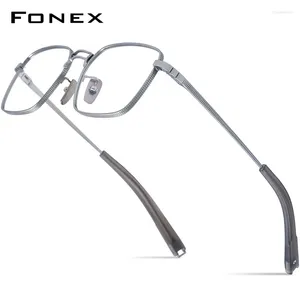 サングラスフレームfonex acetateチタンメガネフレームメンスクエアレトロ処方眼鏡眼鏡眼鏡眼鏡アイウェア